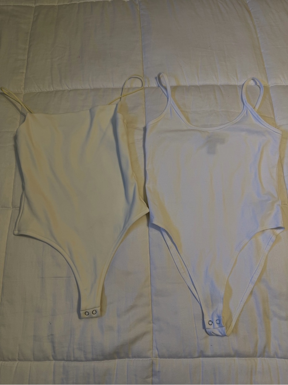 Forever 21 White Double Pack Ribbed & Smooth Bodysuits tank top bodysuit